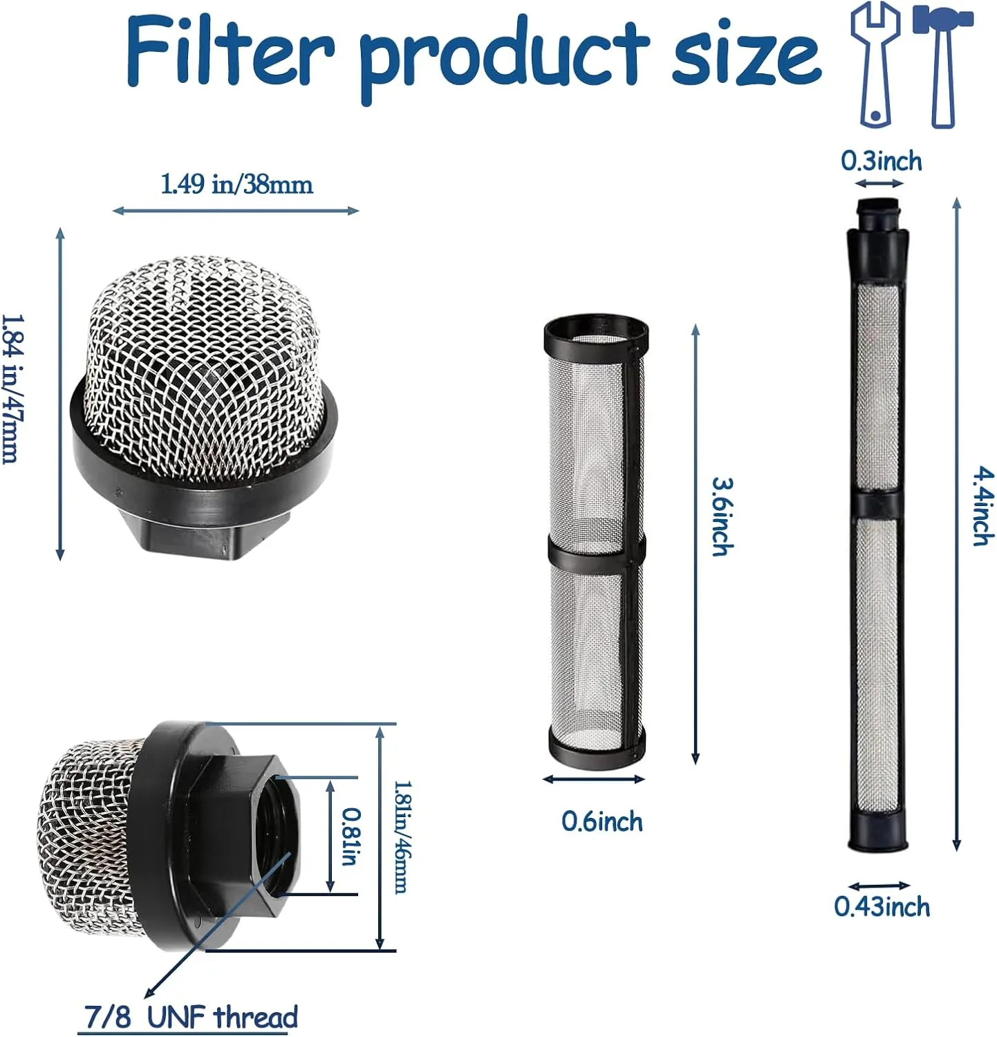 (3 4 6) Packs Airless Spray Filter Set 246385 246384 287032 Compatible with Graco 390 395 490 495 495 595 3400 Airless Sprayer Paint Sprayer Parts,3 Kinds for graco Sprayer Filters.