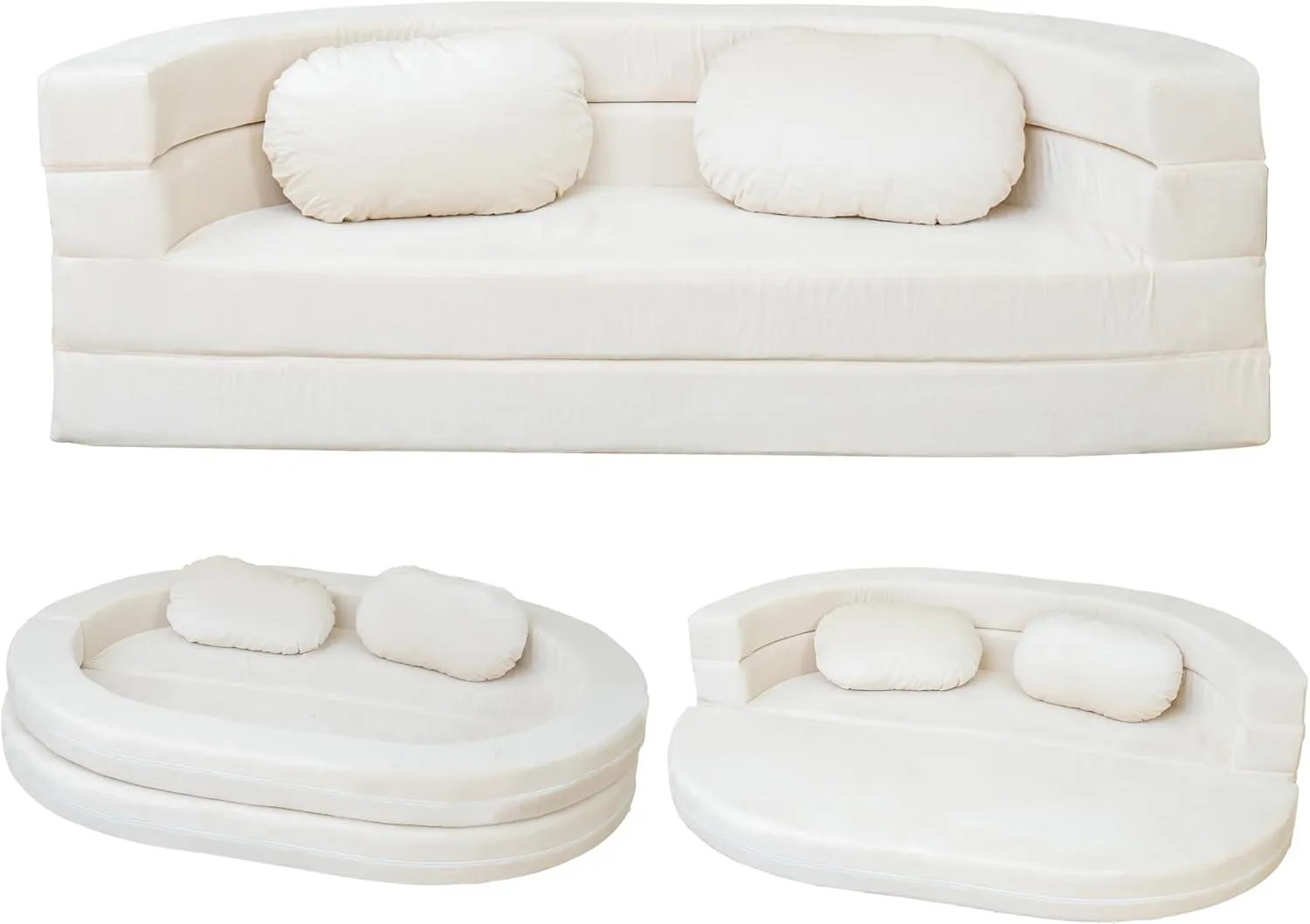 3-in-1 Bean Bag Chair for Adults, Folding Bean Bag Sofa, Giant Lazy Floor Sofa Bed, Velvet Memory Foam BeanBag Chairs with Pillow for Bedroom, Living Room, Dorm