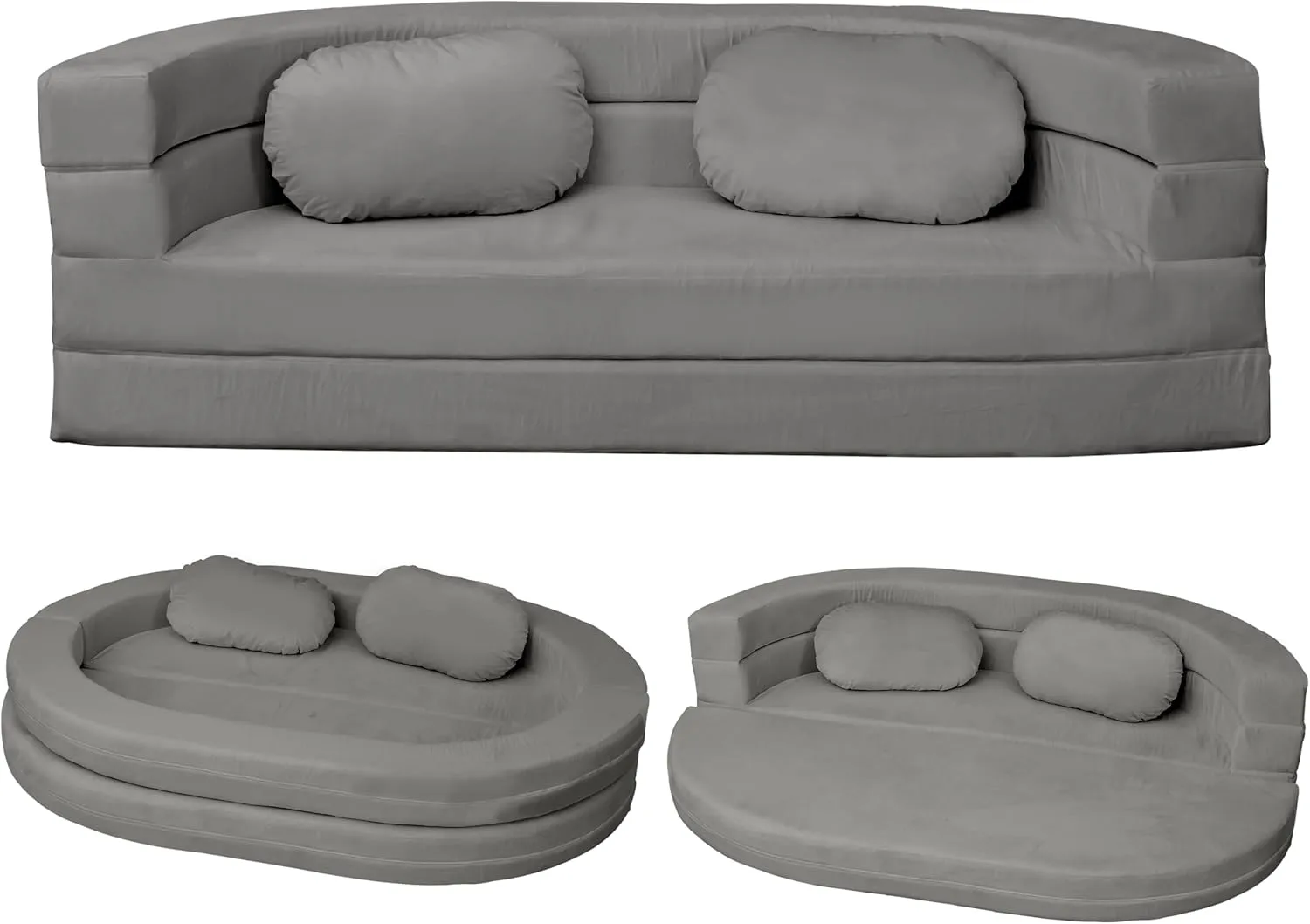 3-in-1 Bean Bag Chair for Adults, Folding Bean Bag Sofa, Giant Lazy Floor Sofa Bed, Velvet Memory Foam BeanBag Chairs with Pillow for Bedroom, Living Room, Dorm