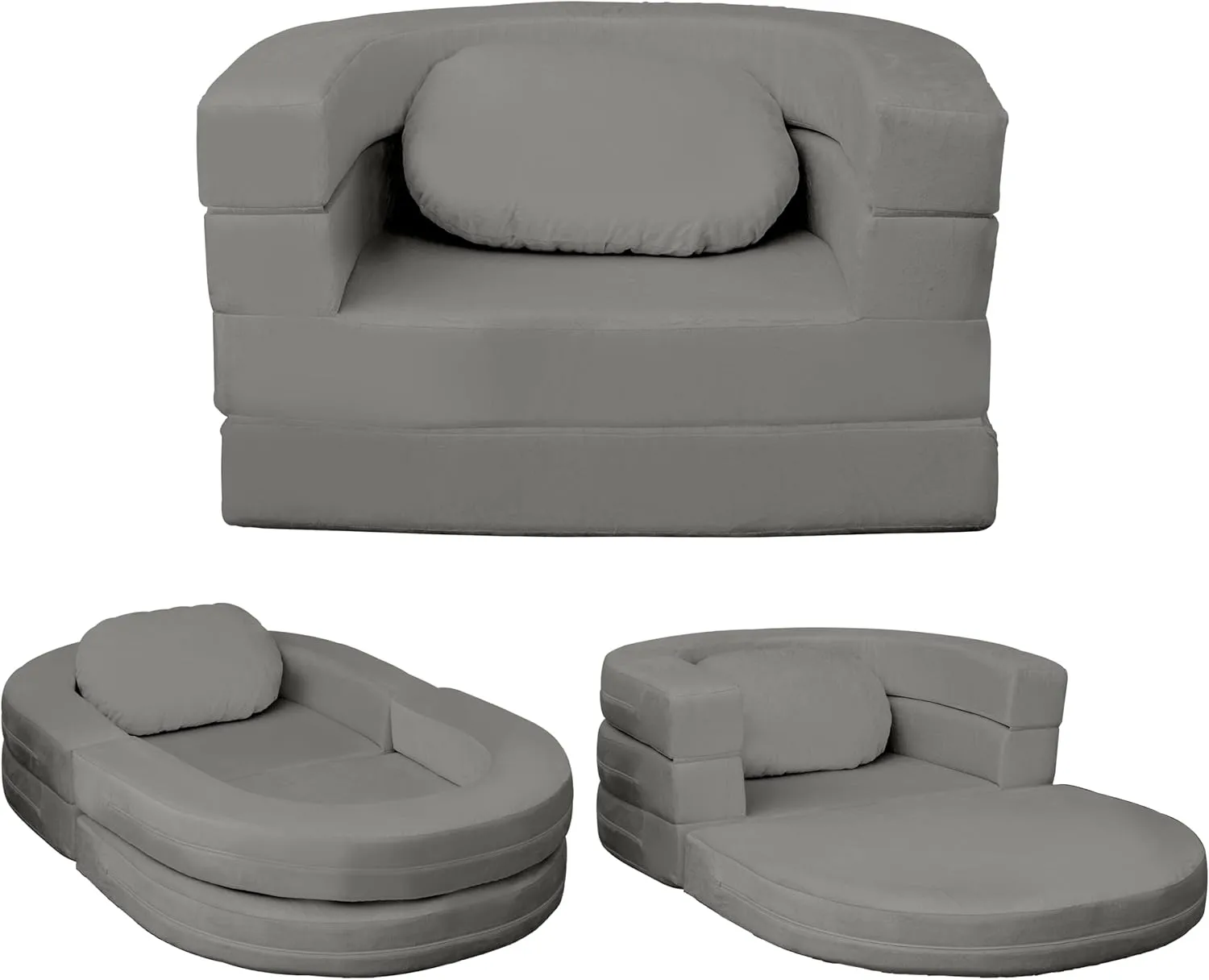 3-in-1 Bean Bag Chair for Adults, Folding Bean Bag Sofa, Giant Lazy Floor Sofa Bed, Velvet Memory Foam BeanBag Chairs with Pillow for Bedroom, Living Room, Dorm