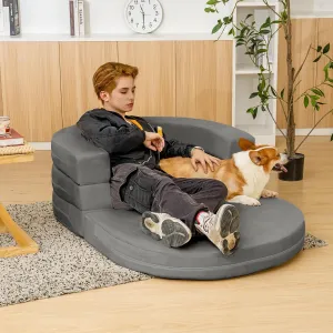 3-in-1 Bean Bag Chair for Adults, Folding Bean Bag Sofa, Giant Lazy Floor Sofa Bed, Velvet Memory Foam BeanBag Chairs with Pillow for Bedroom, Living Room, Dorm