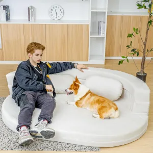 3-in-1 Bean Bag Chair for Adults, Folding Bean Bag Sofa, Giant Lazy Floor Sofa Bed, Velvet Memory Foam BeanBag Chairs with Pillow for Bedroom, Living Room, Dorm