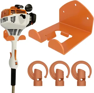 3 Pack Heavy Duty Garage Storage Hooks   1 Pack Trimmer Rack Compatible with Stihl Kombi Attachments, Garden Power Tool Holder Organizer Hangers for Grass Trimmer, Hedge Trimmer, Garage Wall