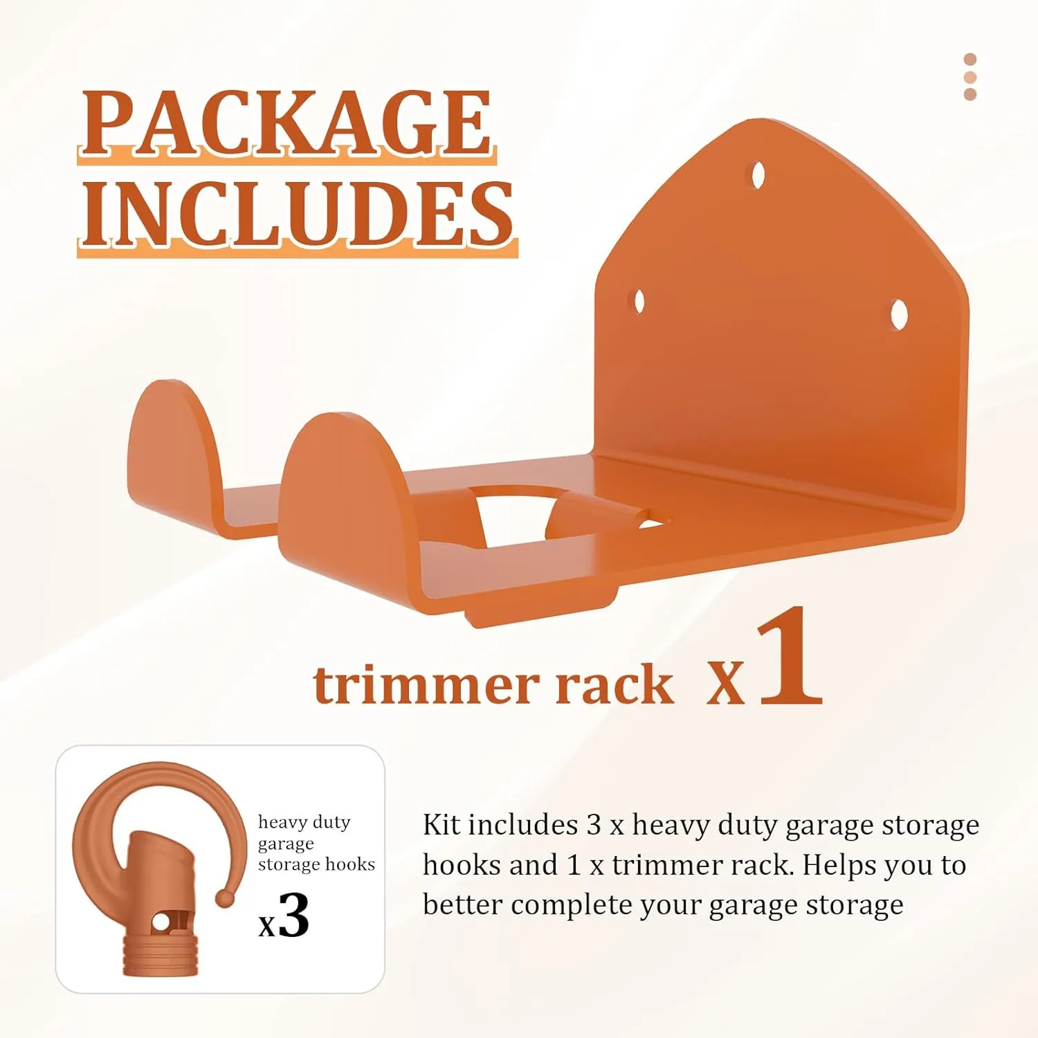 3 Pack Heavy Duty Garage Storage Hooks   1 Pack Trimmer Rack Compatible with Stihl Kombi Attachments, Garden Power Tool Holder Organizer Hangers for Grass Trimmer, Hedge Trimmer, Garage Wall