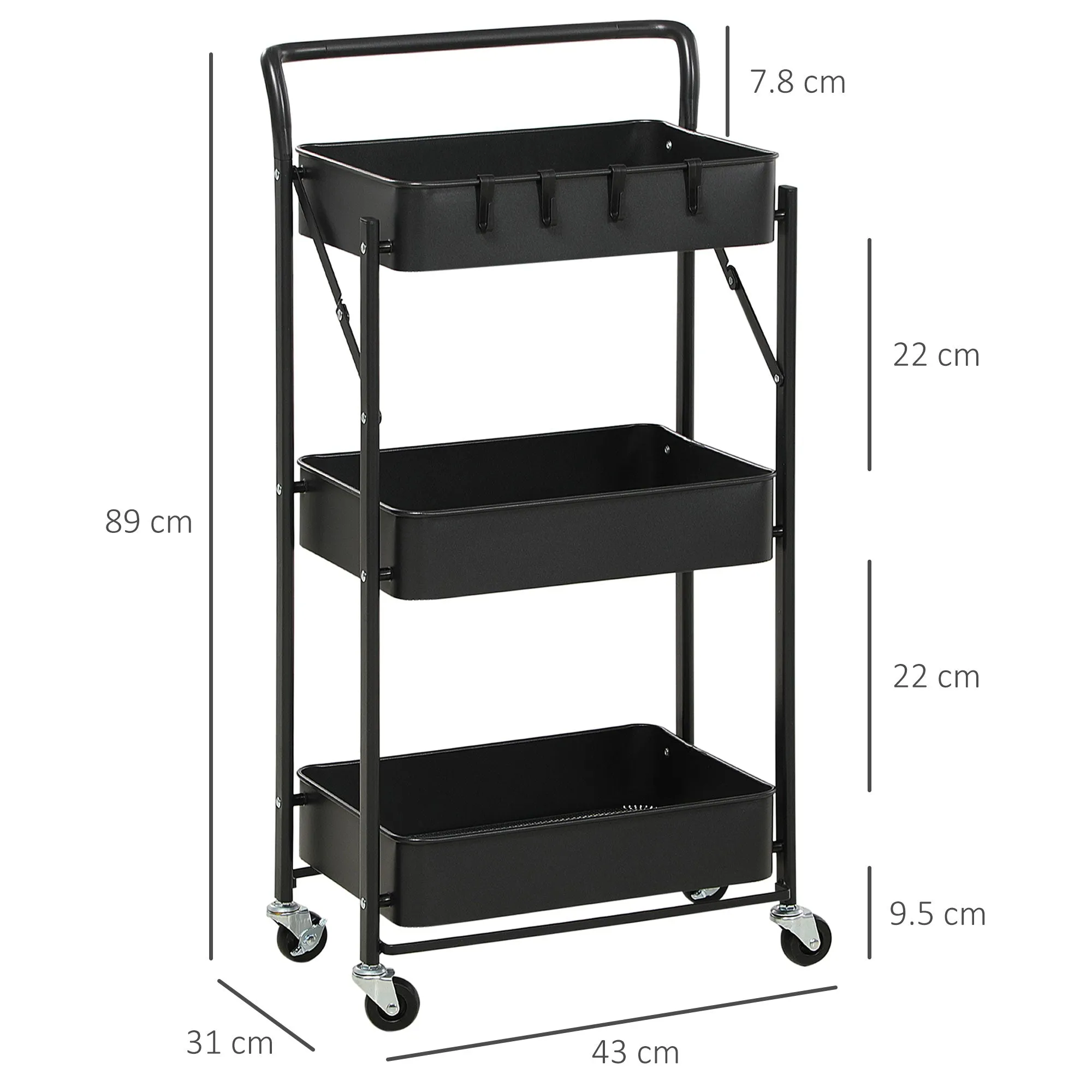 3 Tier Storage Trolley Cart