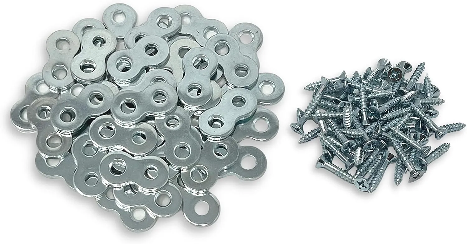 30-Pack with Screws - Heavy Duty Figure 8 Table Top Connector or Desk Top Fastener Clip - 12 Gauge Steel