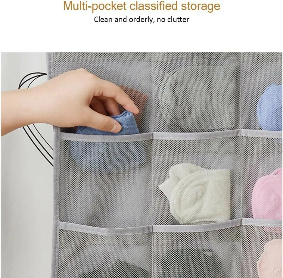 30-Pocket Hanging Wardrobe Organizer for Innerwear & Socks (Grey, Pack of 2, 78x40cm)