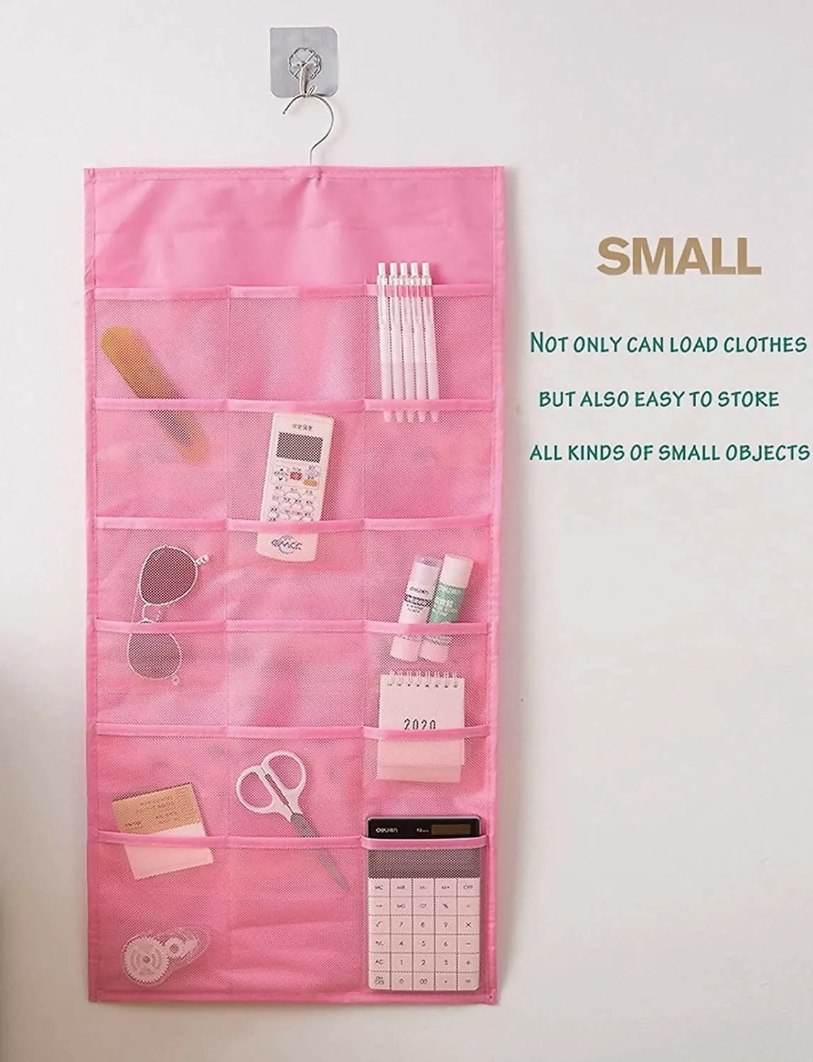 30-Pocket Hanging Wardrobe Organizer for Innerwear & Socks (Pink, Pack of 2, 78x40cm)