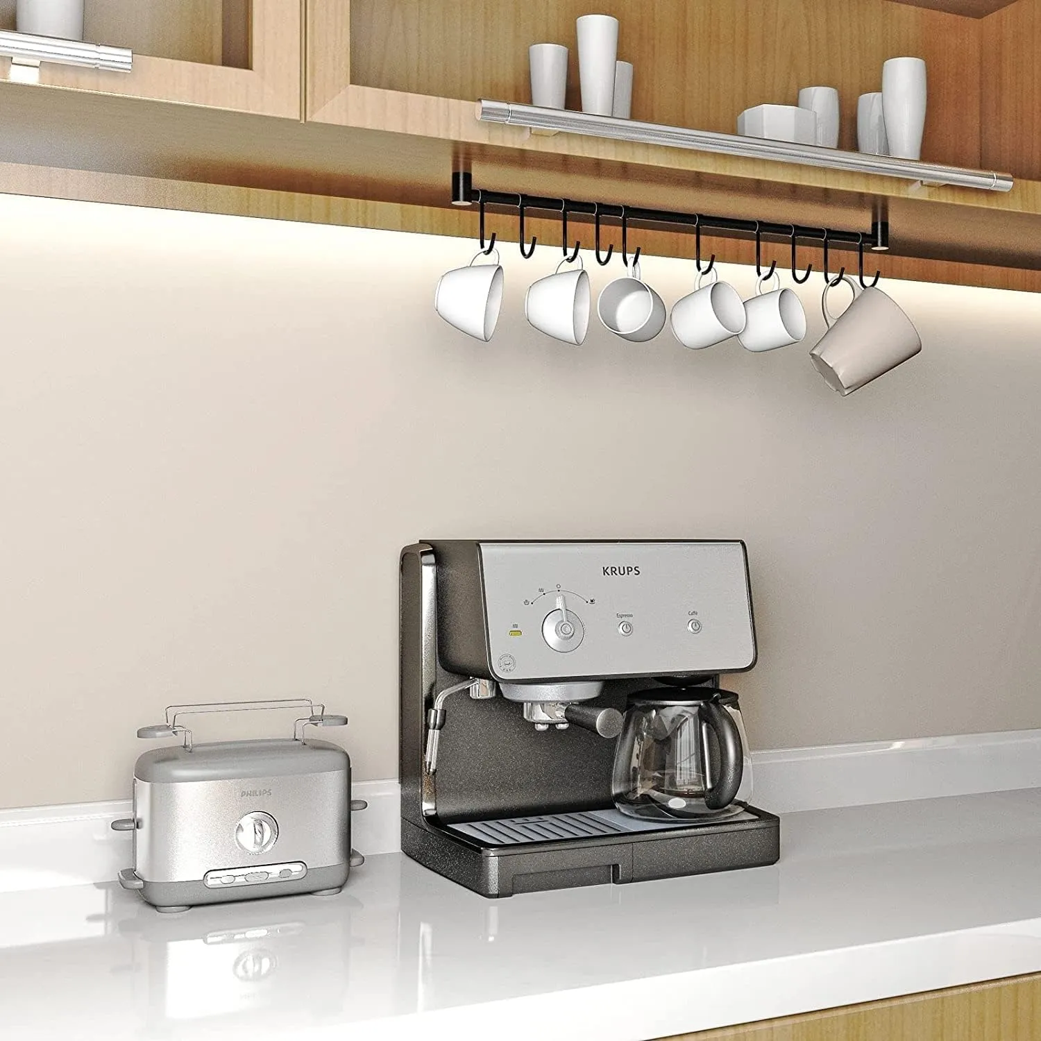 304 Stainless Steel Kitchen Utensil Hanger - 30 Inch Wall Mount with 15 Pcs Noiseless Sliding Hooks, Pots and Pans Hanging Rack, Organizer Storage for Spoon Peeler, Black