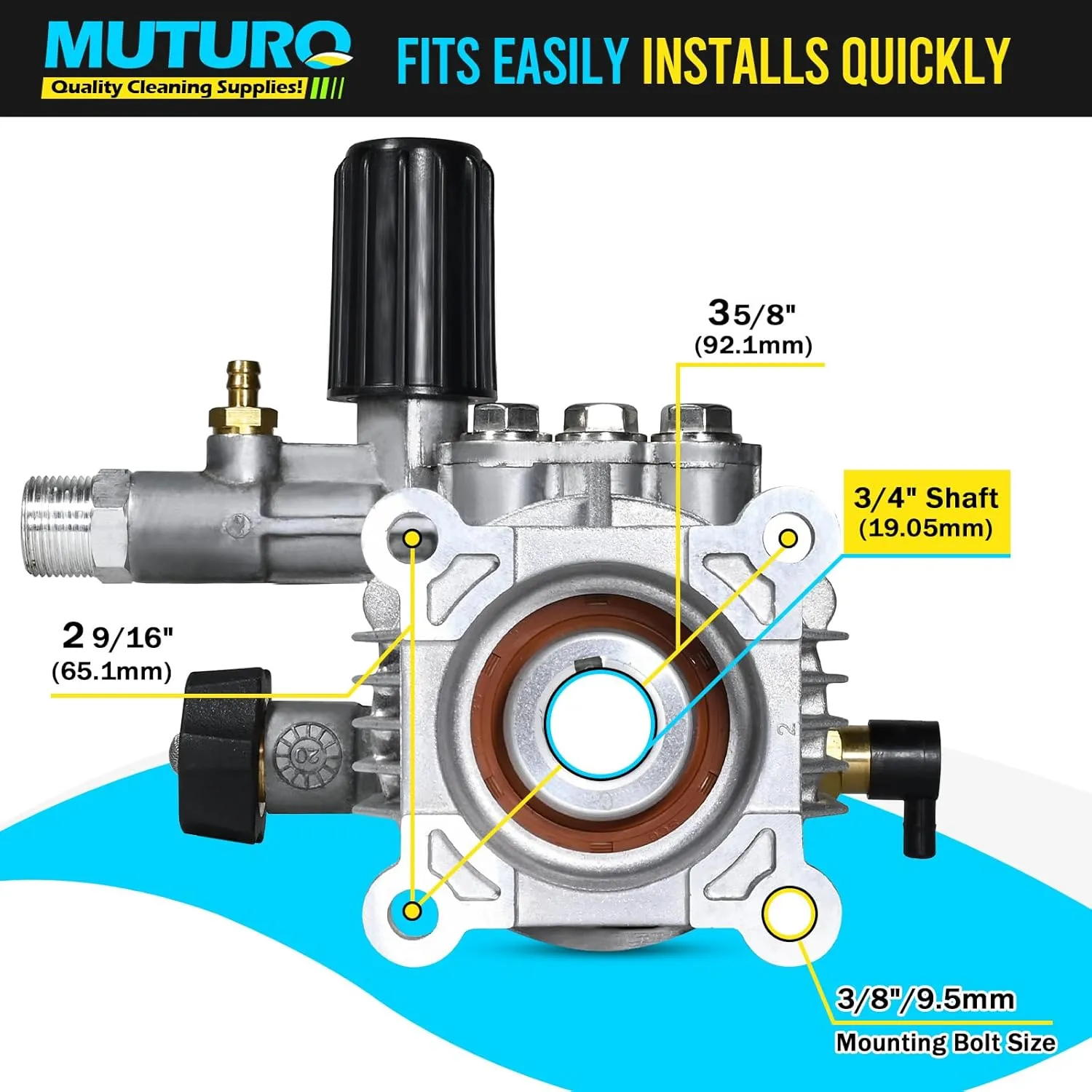3/4" Shaft Horizontal Pressure Washer Pump, Easy Adjust 2500-3000 PSI, 2.5 GPM, OEM Replacement Pump for Simpson, Honda GC 160 GC 190, Homelite, AR rmv 2.5g30