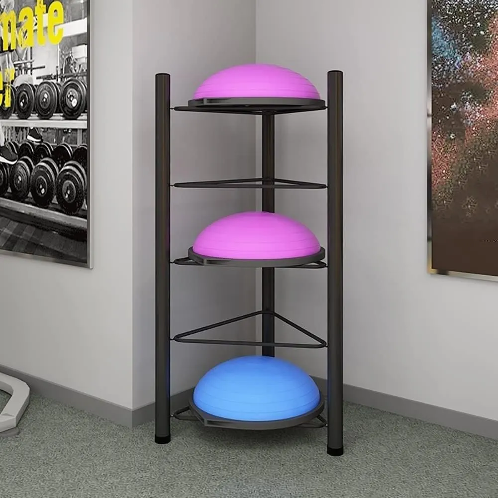 3/5/6/7 Tier Floor Stand Storage Organizer Exercise Half Balance Ball Storage Rack, Home Gym Workout Equipment for Bosu Slam Bowling Medicine Balls(Black,5 Layer - 51jin)