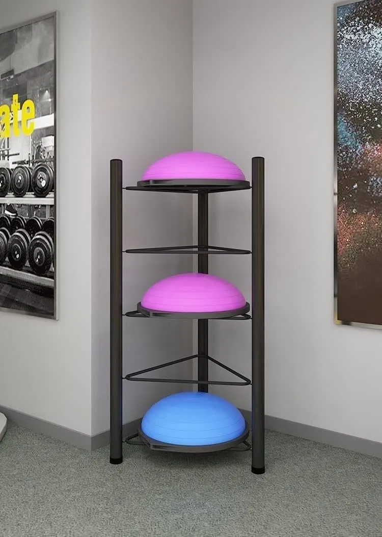 3/5/6/7 Tier Floor Stand Storage Organizer Exercise Half Balance Ball Storage Rack, Home Gym Workout Equipment for Bosu Slam Bowling Medicine Balls(Black,5 Layer - 51jin)