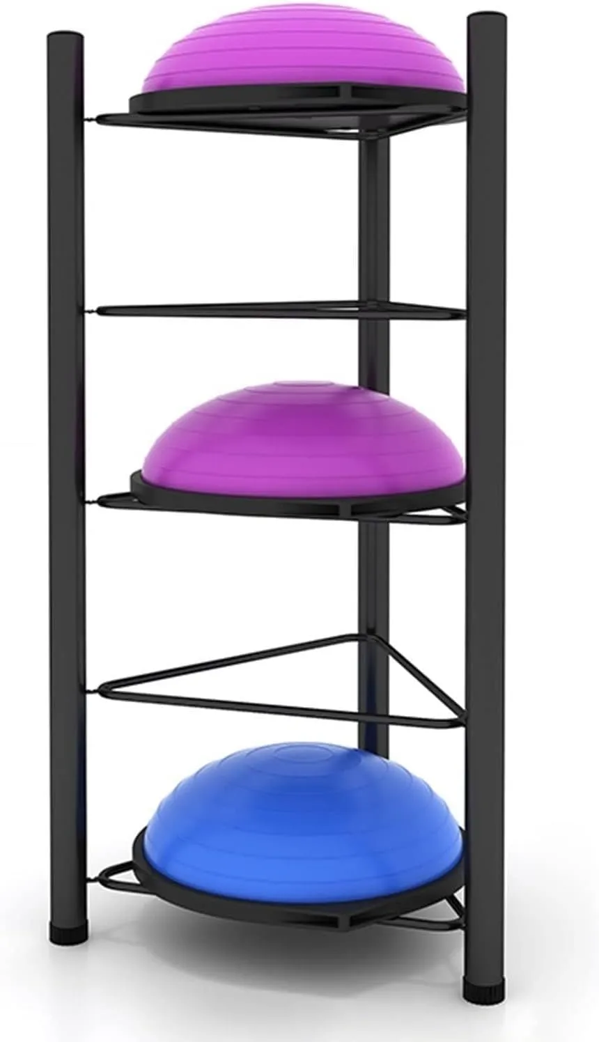 3/5/6/7 Tier Floor Stand Storage Organizer Exercise Half Balance Ball Storage Rack, Home Gym Workout Equipment for Bosu Slam Bowling Medicine Balls(Black,5 Layer - 51jin)