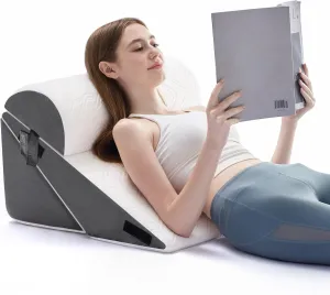 3PCS Orthopedic Bed Wedge Pillow Set for Sleeping, Post Surgery Foam Support Pillow for Back, Neck, Leg Pain Relief and Acid Reflux, Comfortable Adjustable Sitting Back Pillow Grey