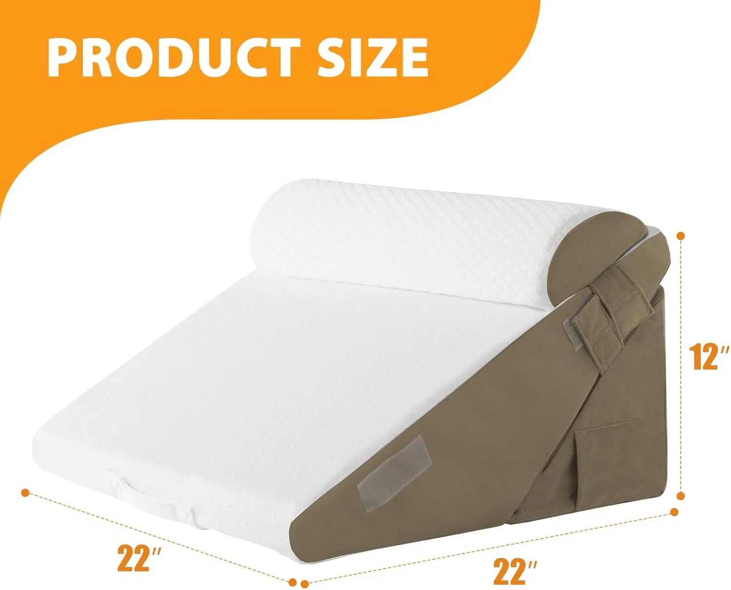 3PCS Wedge Pillow Set for After Surgery, Wedge Pillow Headboard, Adjustable 9&12 Inch Bed Pillow Wedge for Sleeping, Acid Reflux, Orthopedic Pillow Wedge for Back Pain Relief, Gerd, Brown