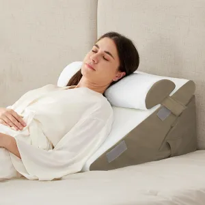3PCS Wedge Pillow Set for After Surgery, Wedge Pillow Headboard, Adjustable 9&12 Inch Bed Pillow Wedge for Sleeping, Acid Reflux, Orthopedic Pillow Wedge for Back Pain Relief, Gerd, Brown