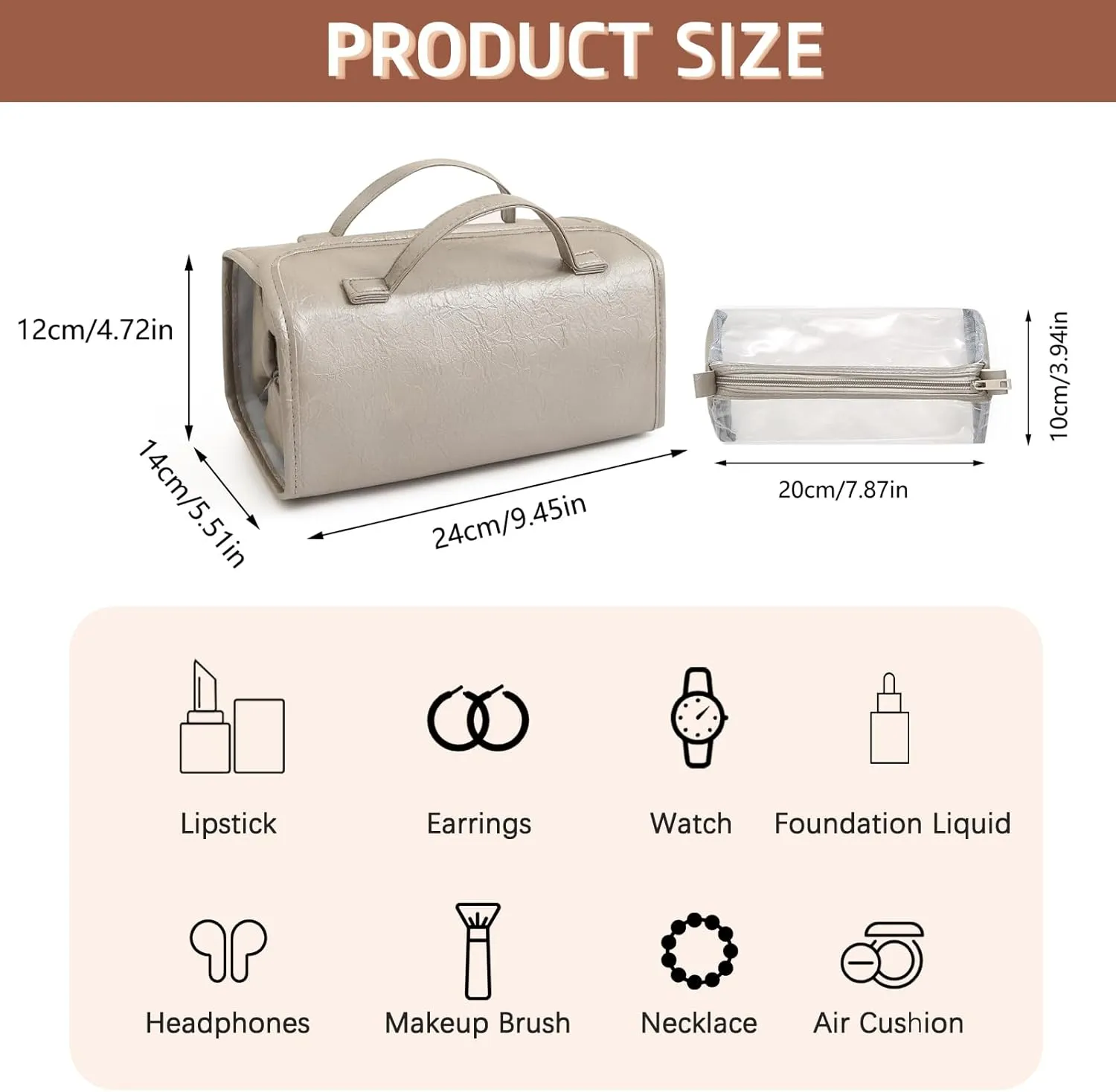 4-in-1 Expandable Makeup Organizer Makeup Bags For Women Cosmetic Bag For Purse Waterproof Cosmetic Bags