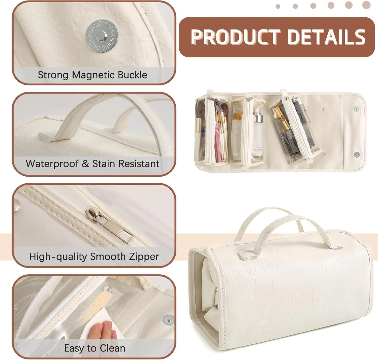 4-in-1 Expandable Makeup Organizer Makeup Bags For Women Cosmetic Bag For Purse Waterproof Cosmetic Bags