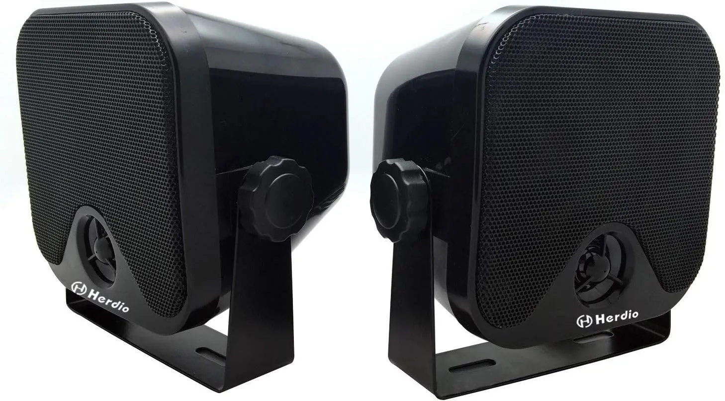 4 Inches Heavy Duty Waterproof Boat Marine Box Outdoor Speakers Surface Mounted for Skid Steer ATV UTV RZR Golf Cart Tractor Powersports Boat Truck Jeep