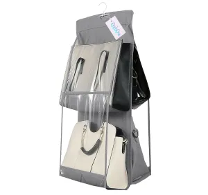 4-Pocket Foldable Hanging Handbag Organizer for Women (Grey, 75x35x35cm)