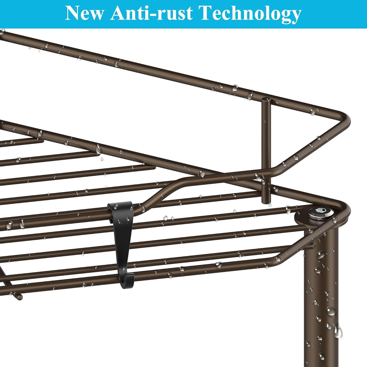 4 Tier Floor Standing Corner Shower Caddy Organizer Shelf with Hooks, Bathroom Shelves Stand Rack, Bronze