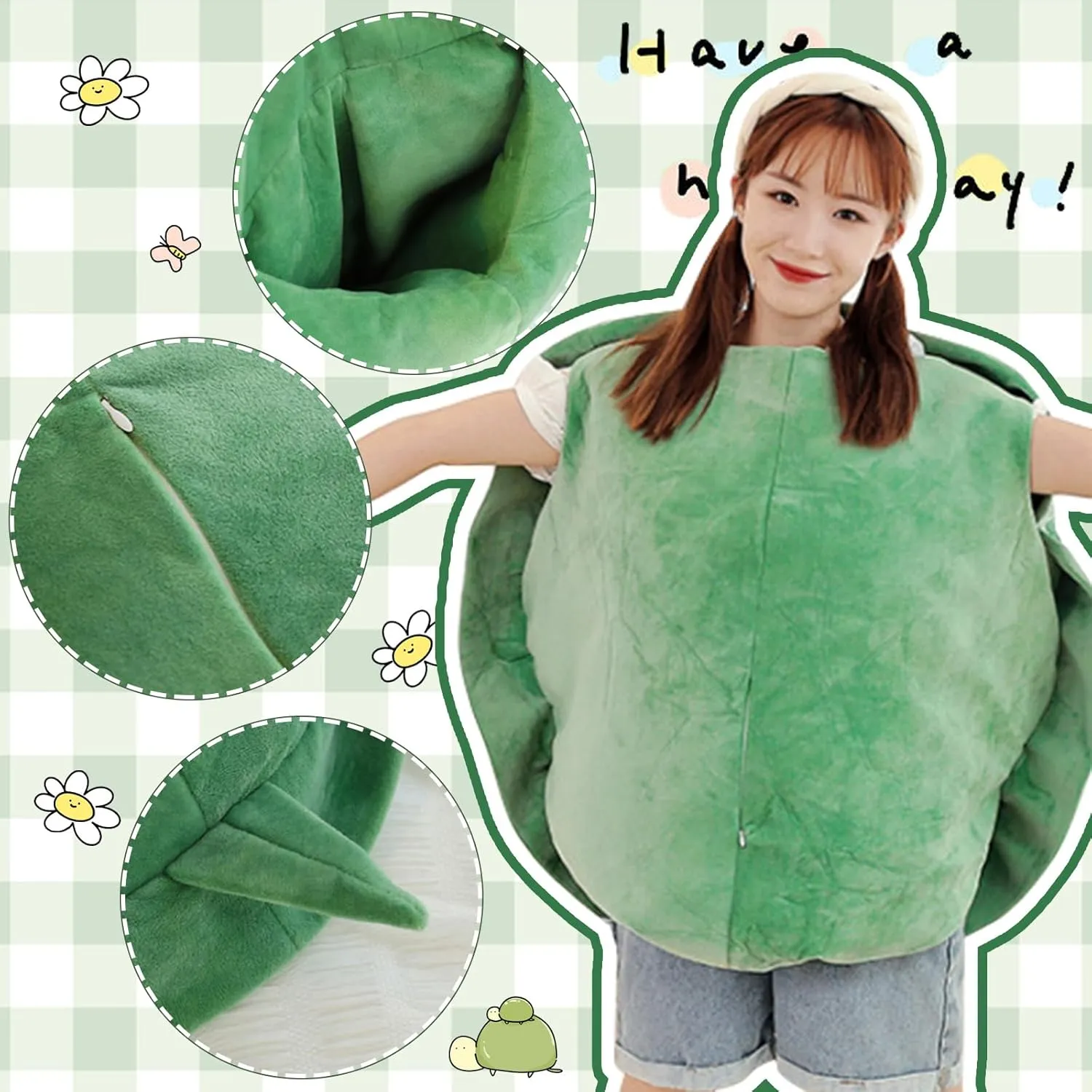 40 Inch Wearable Turtle Shell Pillows Tortoise Shell Stuffed Animal Turtle Plush Cushion Toy Dress Up for Adult