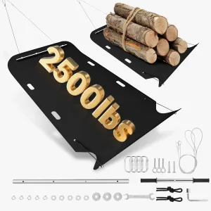 48" x 90" Heavy Duty Yard Sled, 1/8 Inch Thickened HDPE Yard Drag Mat with Pull Cable and Bar for Hauling Debris, Construction Materials, Logs and Hunting Trophy