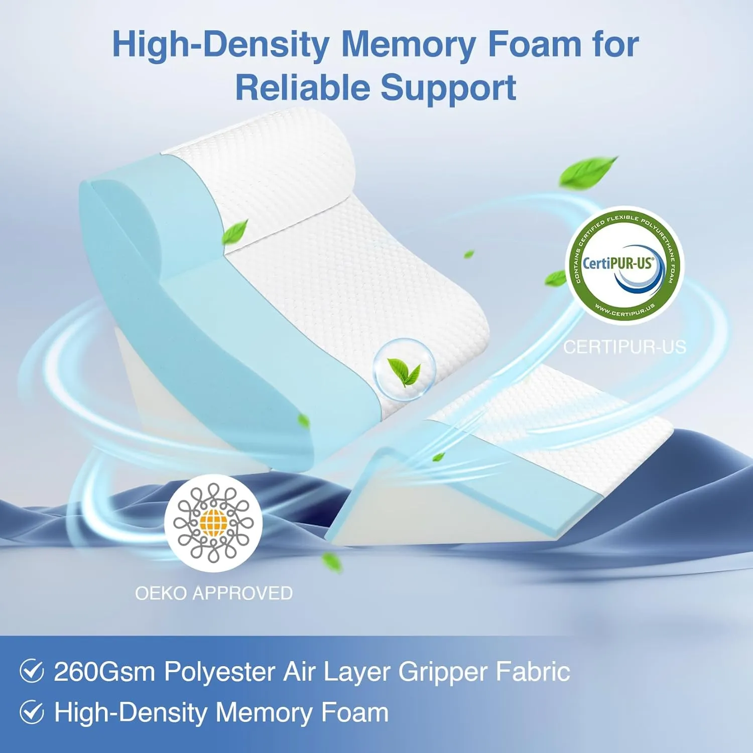 4Pcs Orthopedic Bed Wedge Pillow Set for Post Surgery, Gel-Infused Memory Foam Layer Wedge Pillow for Sleep Apnea, Leg, Knee, Back, and Arm Support, Sit up Pillow for Bed