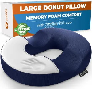 5 STARS UNITED Donut Pillow Hemorrhoid Tailbone Cushion – Large Cushion for Pain Relief – Coccyx, Prostate, Sciatica, Pelvic Floor, Pressure Sores, Pregnancy, Postpartum Recovery, Blue