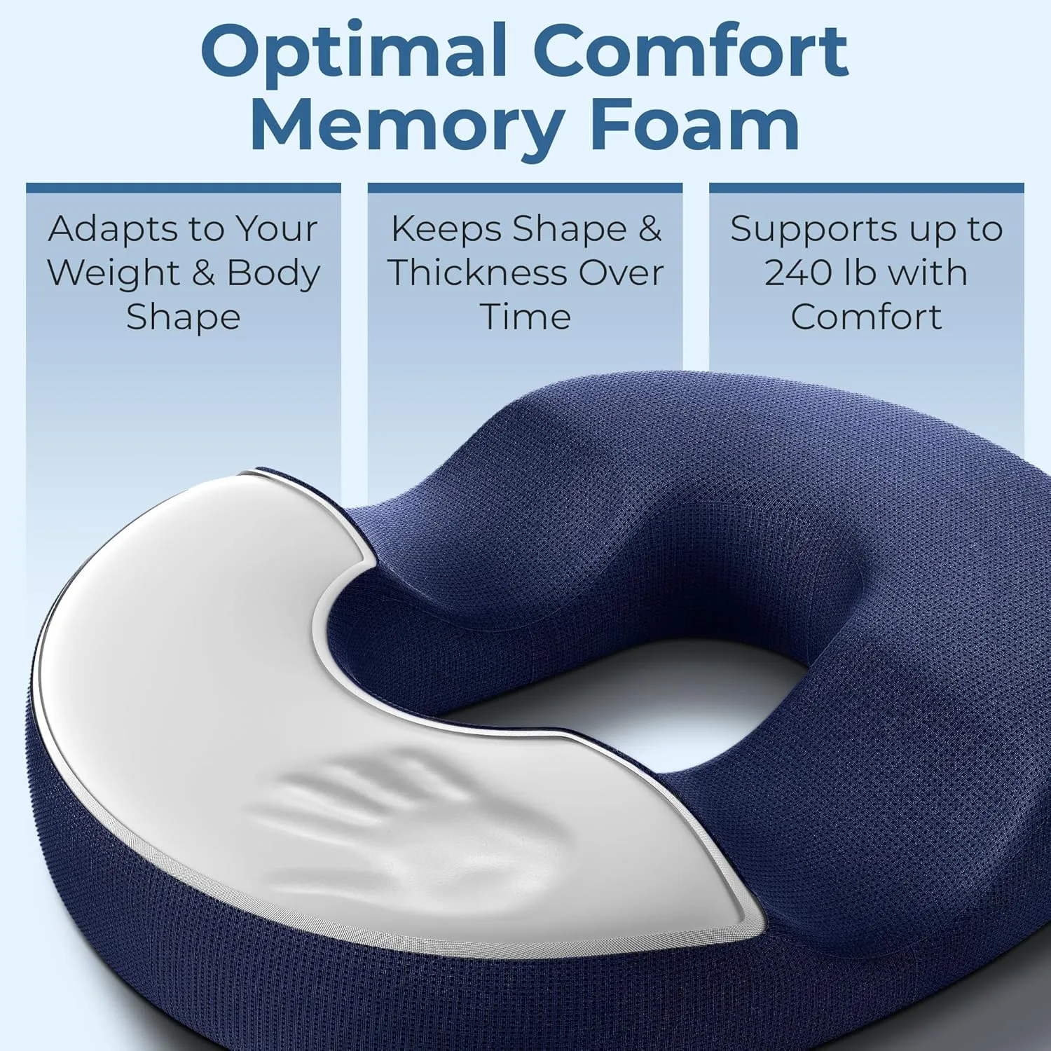 5 STARS UNITED Donut Pillow Hemorrhoid Tailbone Cushion – Large Cushion for Pain Relief – Coccyx, Prostate, Sciatica, Pelvic Floor, Pressure Sores, Pregnancy, Postpartum Recovery, Blue