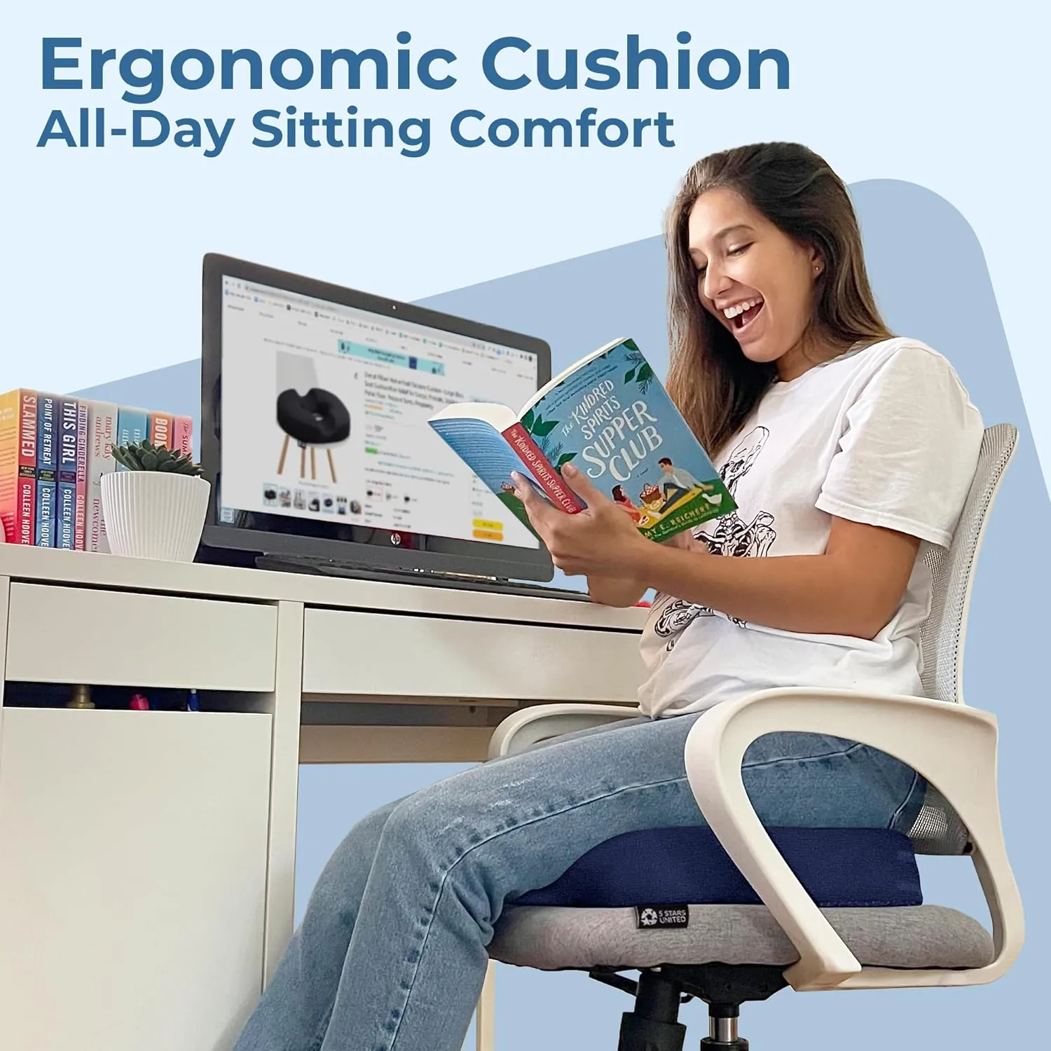 5 STARS UNITED Donut Pillow Hemorrhoid Tailbone Cushion – Large Cushion for Pain Relief – Coccyx, Prostate, Sciatica, Pelvic Floor, Pressure Sores, Pregnancy, Postpartum Recovery, Blue