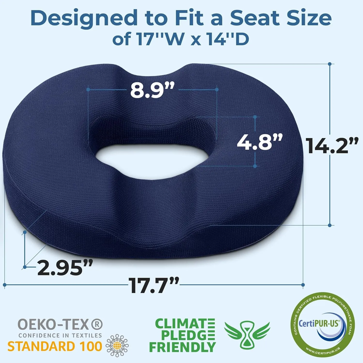 5 STARS UNITED Donut Pillow Hemorrhoid Tailbone Cushion – Large Cushion for Pain Relief – Coccyx, Prostate, Sciatica, Pelvic Floor, Pressure Sores, Pregnancy, Postpartum Recovery, Blue