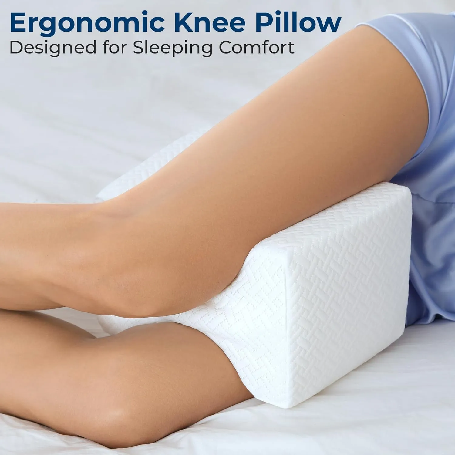 5 STARS UNITED Knee Pillow for Side Sleepers - Hip Pain Relief, Memory Foam Leg Cushion for Side Sleeping - Between Legs Pillow for Sciatica & Lower Back Pain, White