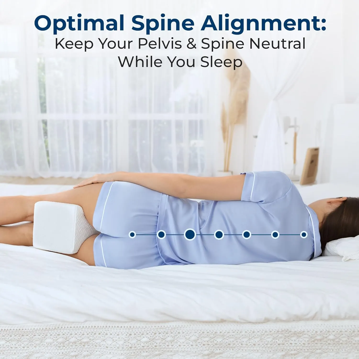 5 STARS UNITED Knee Pillow for Side Sleepers - Hip Pain Relief, Memory Foam Leg Cushion for Side Sleeping - Between Legs Pillow for Sciatica & Lower Back Pain, White