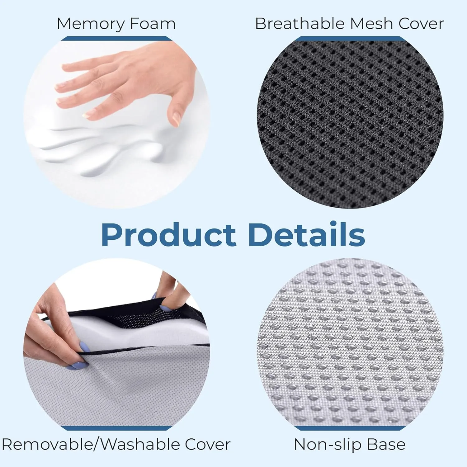 5 STARS UNITED Seat Cushion for Tailbone Pain Relief – Memory Foam Lifting Pillow for Coccyx, Hip, Hemorrhoid, Sciatica & Post-Surgery Recovery – Wheelchair, Car, Desk, Gaming & Office Chairs, D Gray