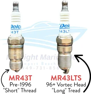 5.0L Mercruiser Thunderbolt V (1997 ) with "Alpha Outdrive" OEM Service Kit: Fuel & Oil Filter(s), Impeller, and "LONG TREAD" Vortec Spark Plugs Quicksilver Midnight Marine V8 "Turn Key Start"