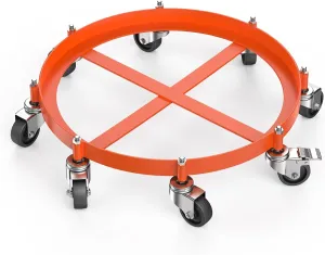 55 Gallon Heavy Duty Drum Dolly, 2,000 Pound Capacity Barrel Dolly with Steel Frame 8 Swivel Casters Wheel, Barrel Cart with Brake for Warehouse Drum Handling, 1 Pack