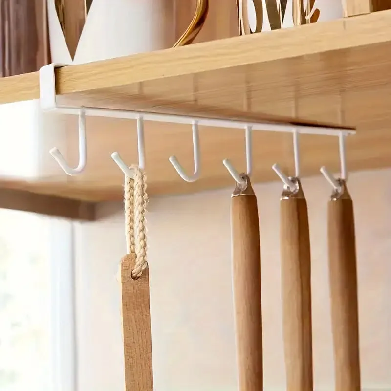 6 Hooks Kitchen Shelf Storage Rack
