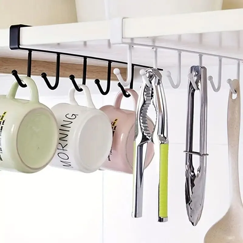 6 Hooks Kitchen Shelf Storage Rack