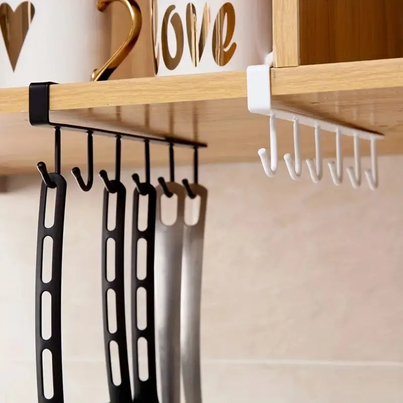 6 Hooks Kitchen Shelf Storage Rack