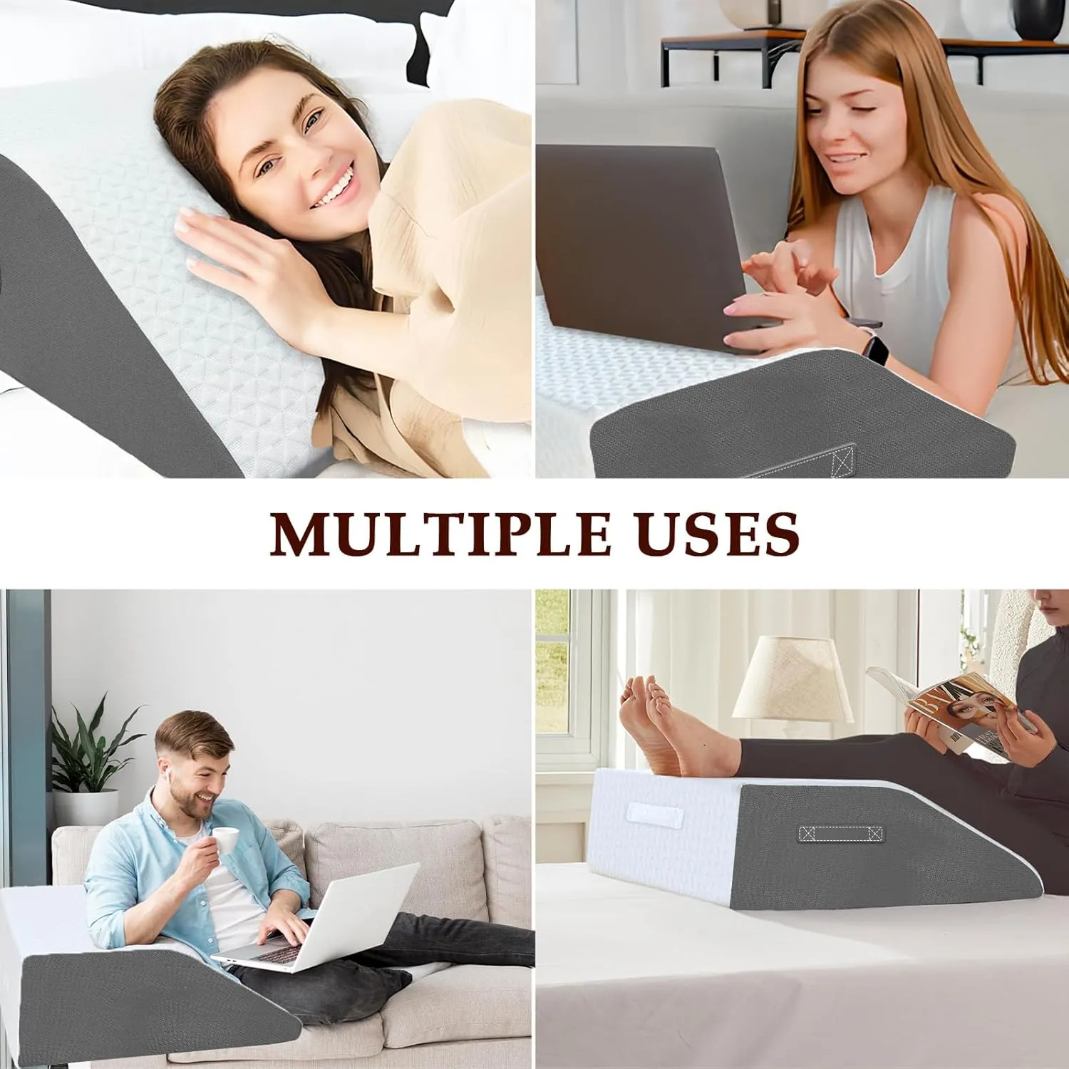 6" Leg Elevation Pillows Memory Foam Leg Support Bed Wedge Pillow Leg Elevated for Sleeping, Leg Pillows Good for Back& Knee& Hip& Ankles