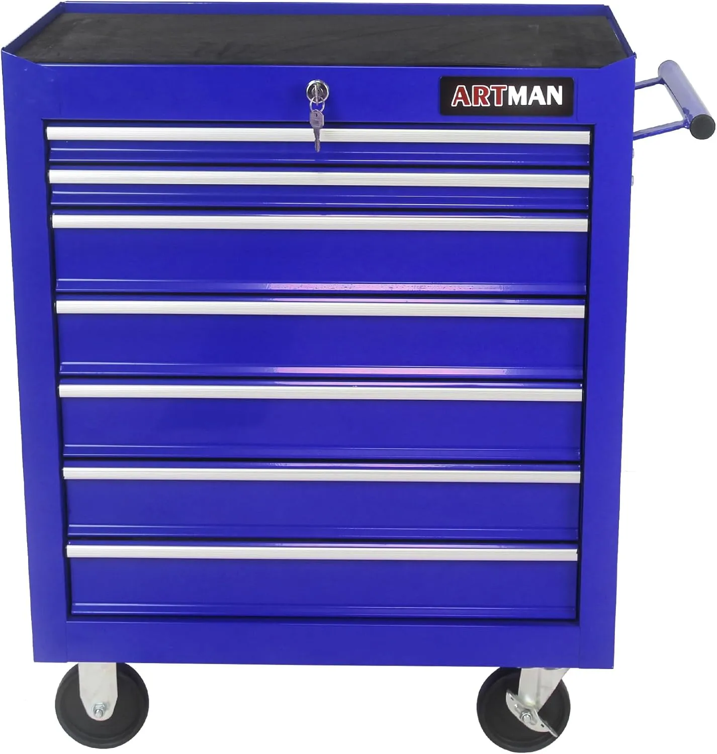 7-Drawer Tool Chest with Rolling Multifunctional Tool Cart, Storage Organizer Cabinets with Key Locking for Garage, Warehouse, Repair Shop (Blue)