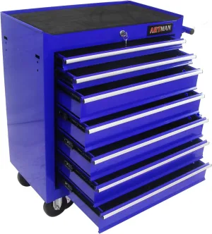 7-Drawer Tool Chest with Rolling Multifunctional Tool Cart, Storage Organizer Cabinets with Key Locking for Garage, Warehouse, Repair Shop (Blue)