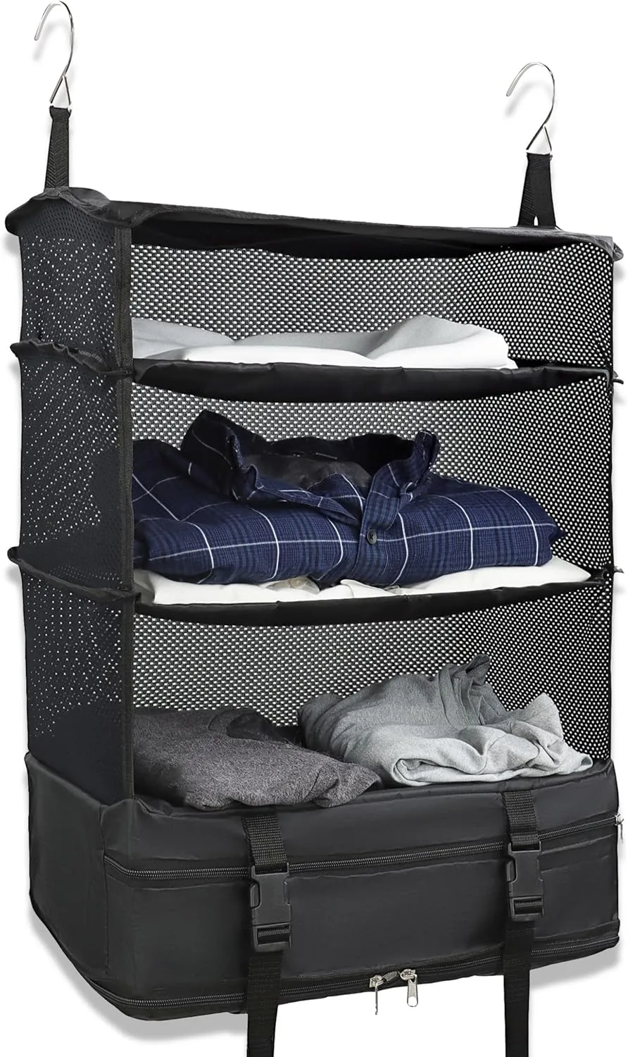 7Penn Carry on Closet Suitcase Organizer Hanging Packing Cubes for Travel Luggage 1-Pack - Fits 20in Suitcase or Larger