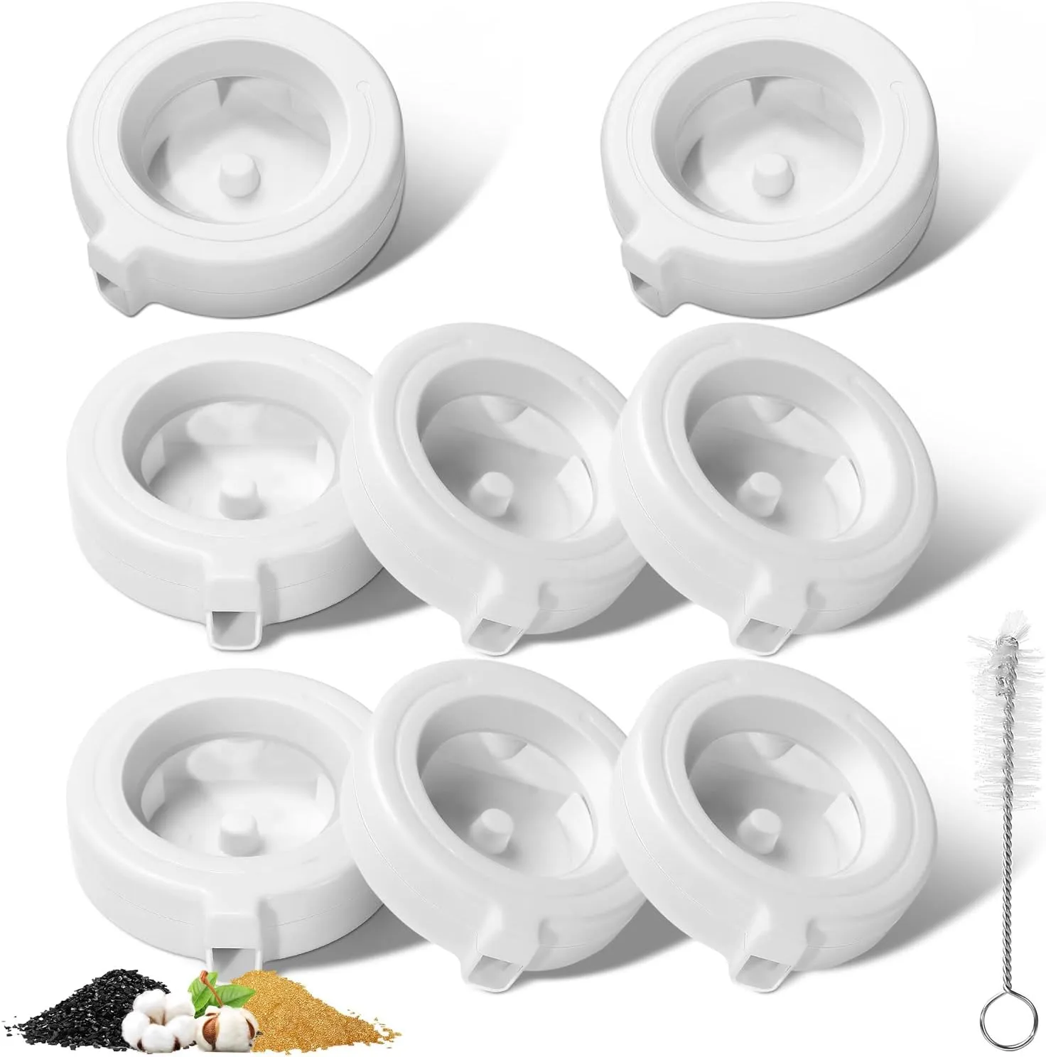 8 Pack Replacement Filters for 3.6L/4.6L/6L/8L Gravity Pet Water Dispenser, YOIHABV Dog Water Filter Replacement, Triple Filtration Pet Fountain Filter, Water Feeder Filter for Cat and Dog(1 Brush)