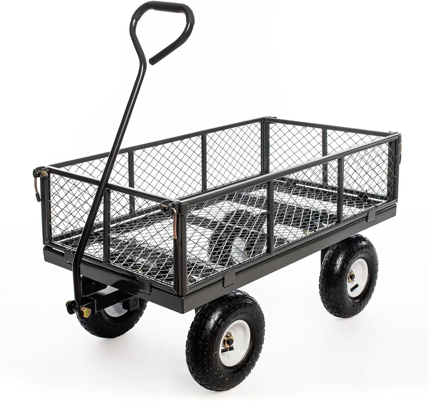 900Lbs Heavy Duty Steel Wagon Garden Carts, Utility Pullable with Removable Folding Sides, All Terrain Wagons for Outdoor, Garden, Farm, Yard, 43" x 21"x 21" inch, Grey