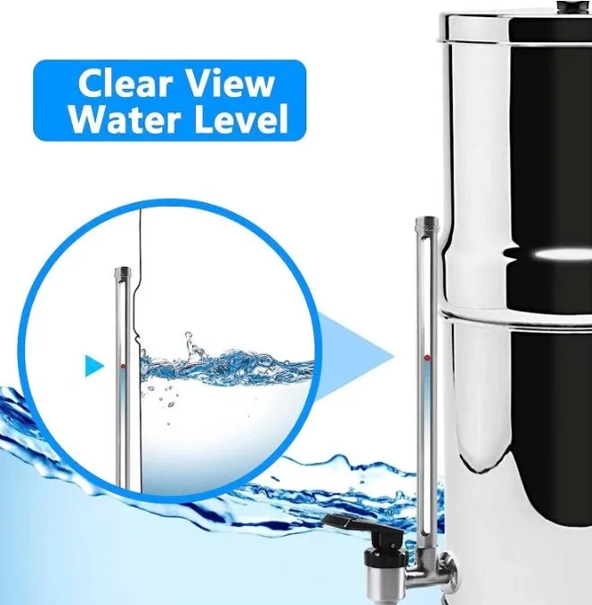 9L Gravity Water Filter Kit - 2 X Carbon Water Filters   Stand
