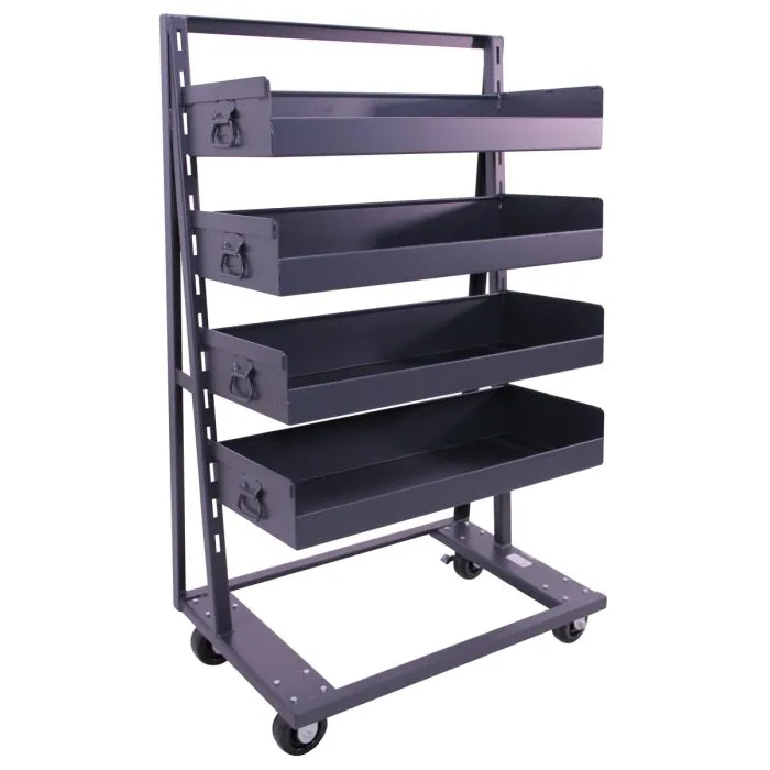 A-Frame Cart | Heavy Duty | Single-sided | 4 Large Trays with Lip | Valley Craft