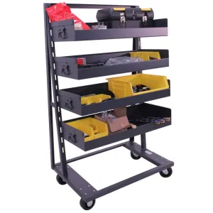 A-Frame Cart | Heavy Duty | Single-sided | 4 Large Trays with Lip | Valley Craft
