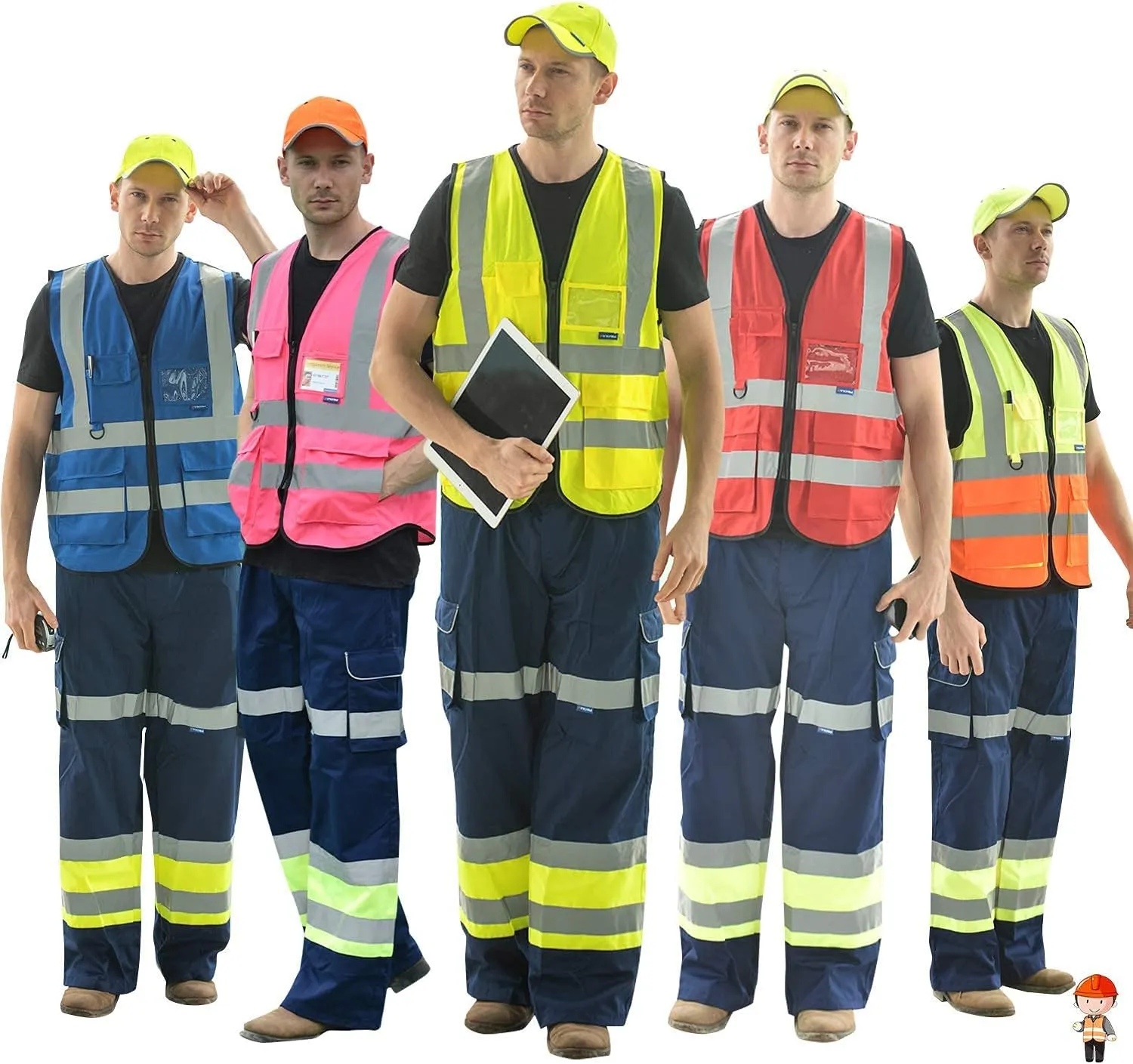 A-SAFETY Pink High Visibility Vest,Reflective Safety Vest Workwear 7 Pockets Hi Vis Durable Vest with Reflective Tapes 4 Lower Pockets,Small